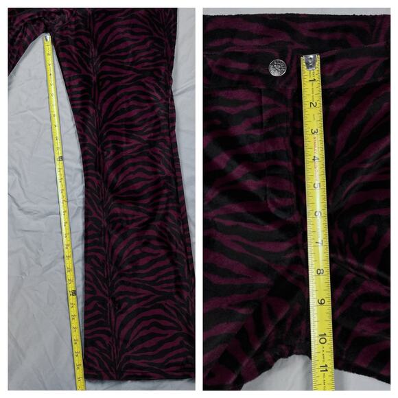 Vintage Serious LA Fuzzy Velvet Zebra Print Flare Pants Los Angeles Clothing Y2K - Picture 12 of 16